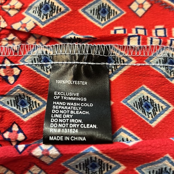 Calessa Patchwork Embroidered Split Round Neck 3/4 Tiered Ruffle Sleeve Tunic - Picture 5 of 11